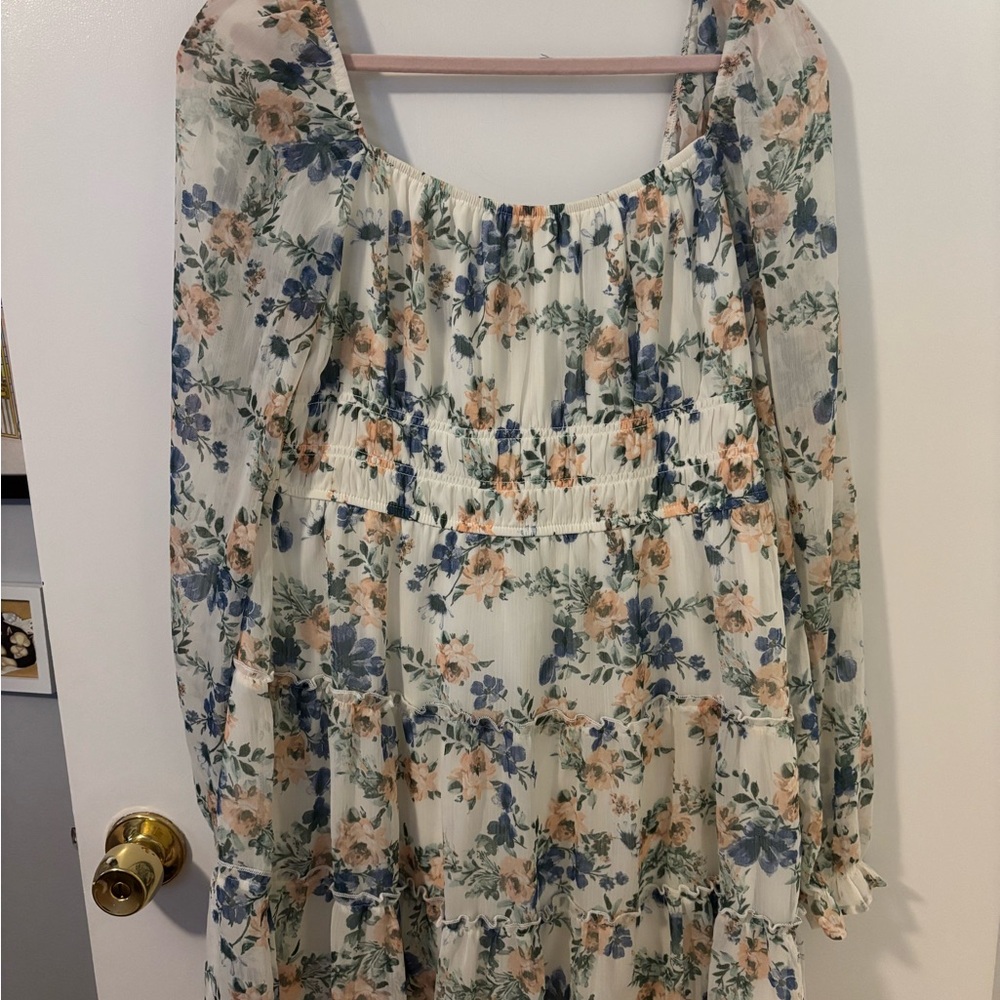 Trixxi Ivory Dress Floral Pastel Details Coquette Girl Fairy Style